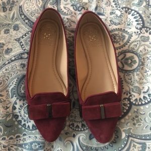 Vince Camuto Oxblood Suede Flats w Bow Detail